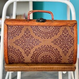 Vintage 1940s Wood Brocade Purse/Handbag